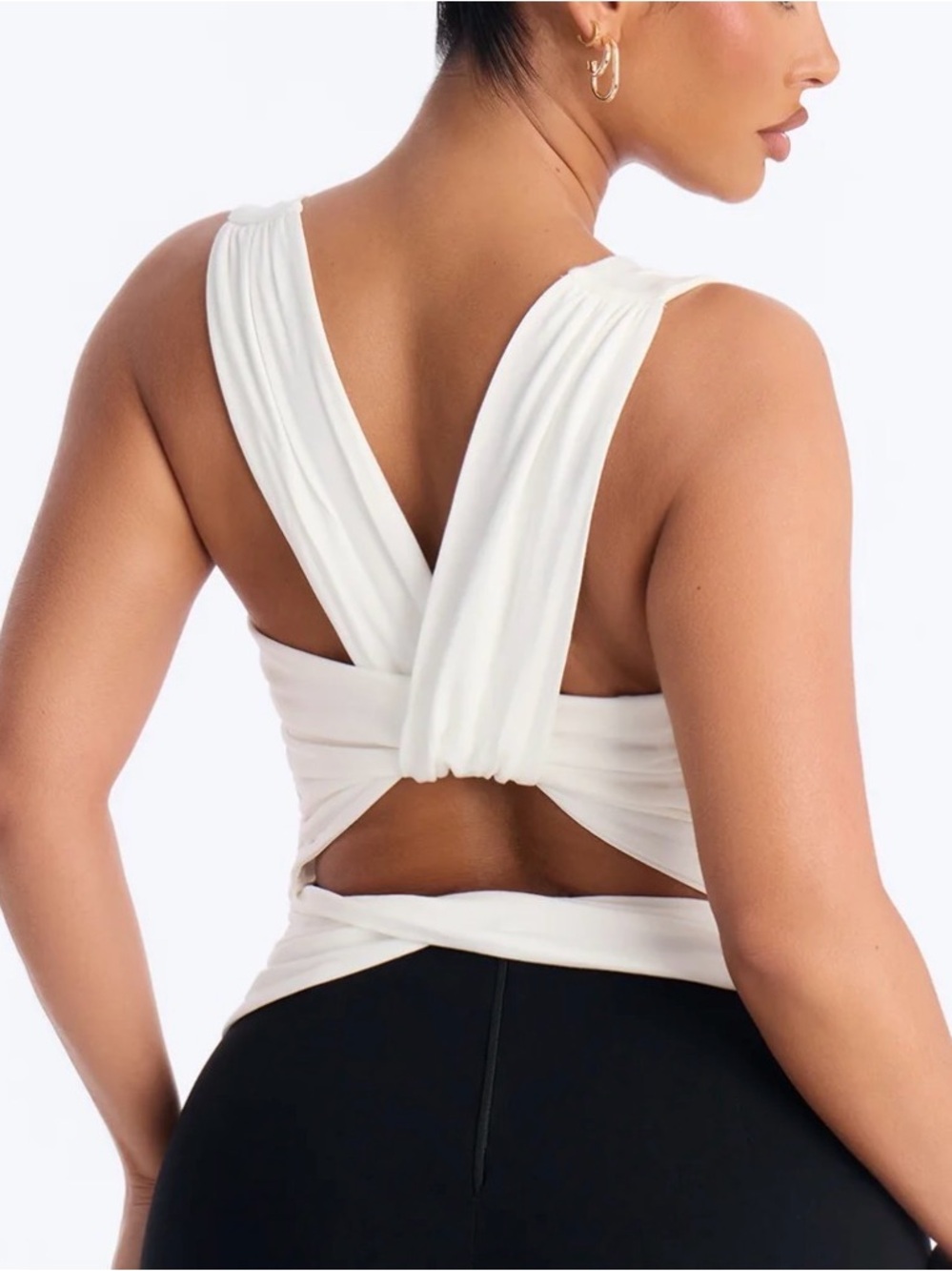 Twist-Back Cut Out Cowl Neck Top